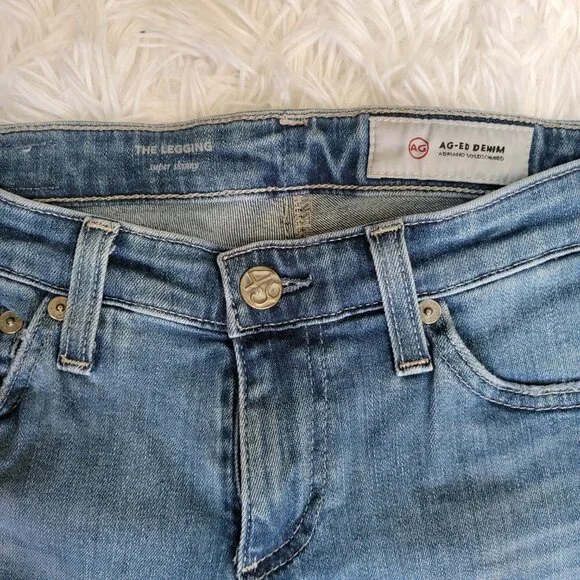 AG Adriano Goldschmied Blue Distressed The Legging Super Skinny - Size 0